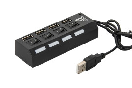 USB-хаб 1stCharger 4 порта 2.0 Black (HUB1ST20401)