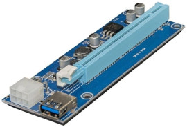 Переходник райзер 1stCharger PCI-E, x1=&qt;x16, 6pin, SATA, USB 3.0 AM-AM 0,6 м (RZR6PIN)