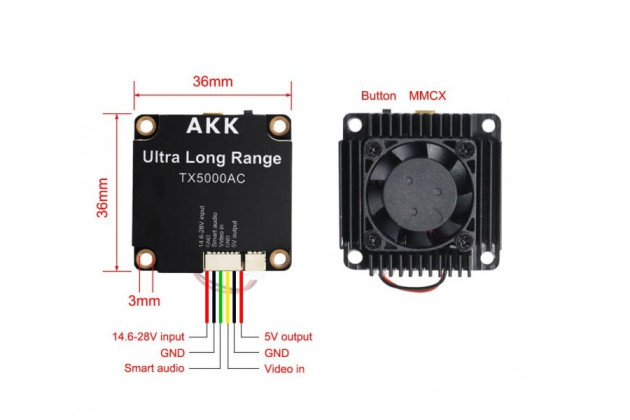 AKK Видеопередатчик AKK Ultra Long Range All Channels 5W 5.8GHz 96CH Low Band - Картинка 3
