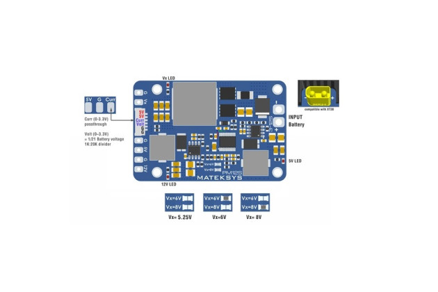 Matek Модуль живлення Matek 12S 9-55V 3xBEC xV5V12V - Заображення 3