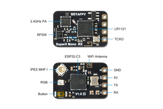 BETAFPV Приймач BetaFPV SuperX Mono RX 2.4G+915Mhz Gemini - Заображення 2