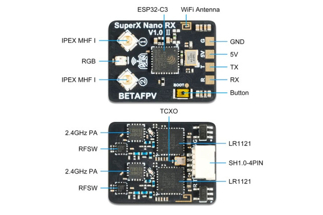 BETAFPV Приемник BetaFPV SuperX Nano RX 2.4G+915Mhz Gemini - Картинка 3