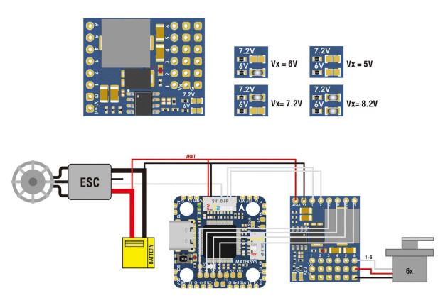 Matek Плата розподілу живлення Matek Servo PDB with BEC 5.5-36V to 5-8.2V - Заображення 3