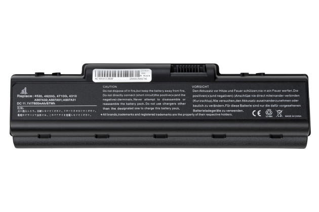 1StCharger Аккумулятор 1stCharger для ноутбуков Acer AS07A32, AS07A51, AS07A31, AS07A41 11.1V 7800mAh Black, BN1st1006 - Картинка 1