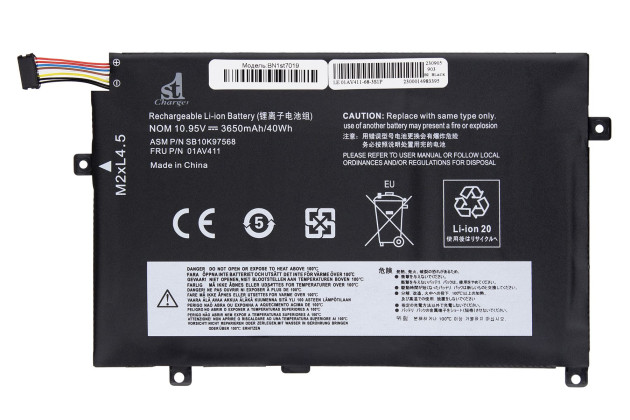 1StCharger Аккумулятор 1stCharger для ноутбуков Lenovo Thinkpad E470, 01AV411, 01AV413, SB10K97568 10.95V 3650mAh Black, BN1st7019 - Картинка 1