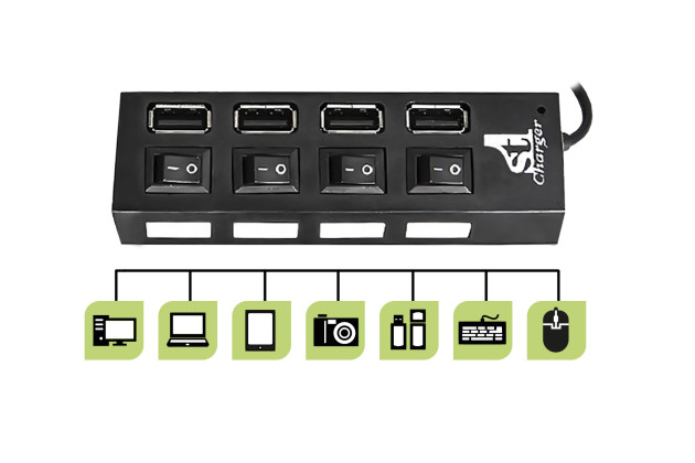 1StCharger USB-хаб 1stCharger 4 порта 2.0 Black (HUB1ST20401) - Картинка 3