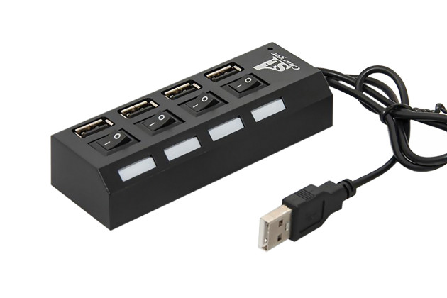 1StCharger USB-хаб 1stCharger 4 порта 2.0 Black (HUB1ST20401) - Картинка 1