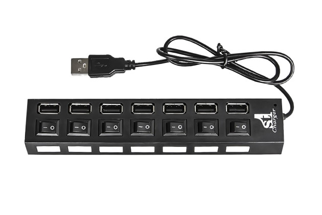 1StCharger USB-хаб 1stCharger 7 портов 2.0 Black (HUB1ST20702) - Картинка 4