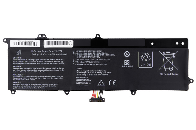 1StCharger Аккумулятор 1stCharger для ноутбуков Asus X202, C21-X202 7.4V 4500mAh Black, BN1st3034 - Картинка 1