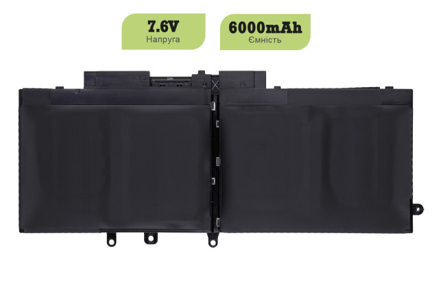 1StCharger Акумулятор 1stCharger для ноутбуків Dell E5580, GJKNX 7.6V 6000mAh Black, BN1st4018 - Заображення 2
