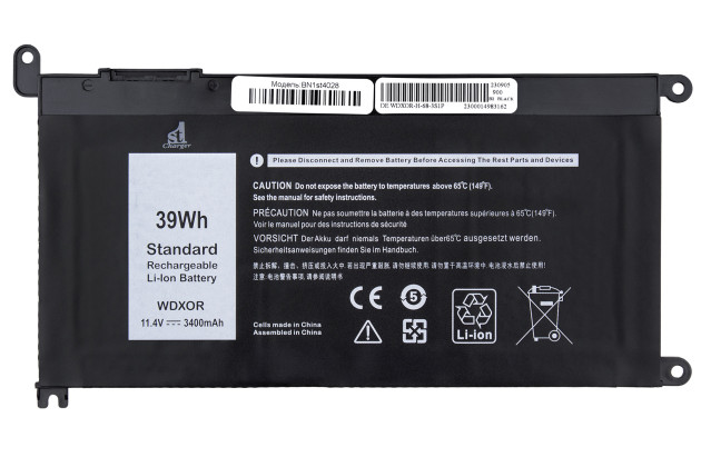 1StCharger Акумулятор 1stCharger для ноутбуків Dell WDXOR 11.4V 3400mAh Black, BN1st4028 - Заображення 1